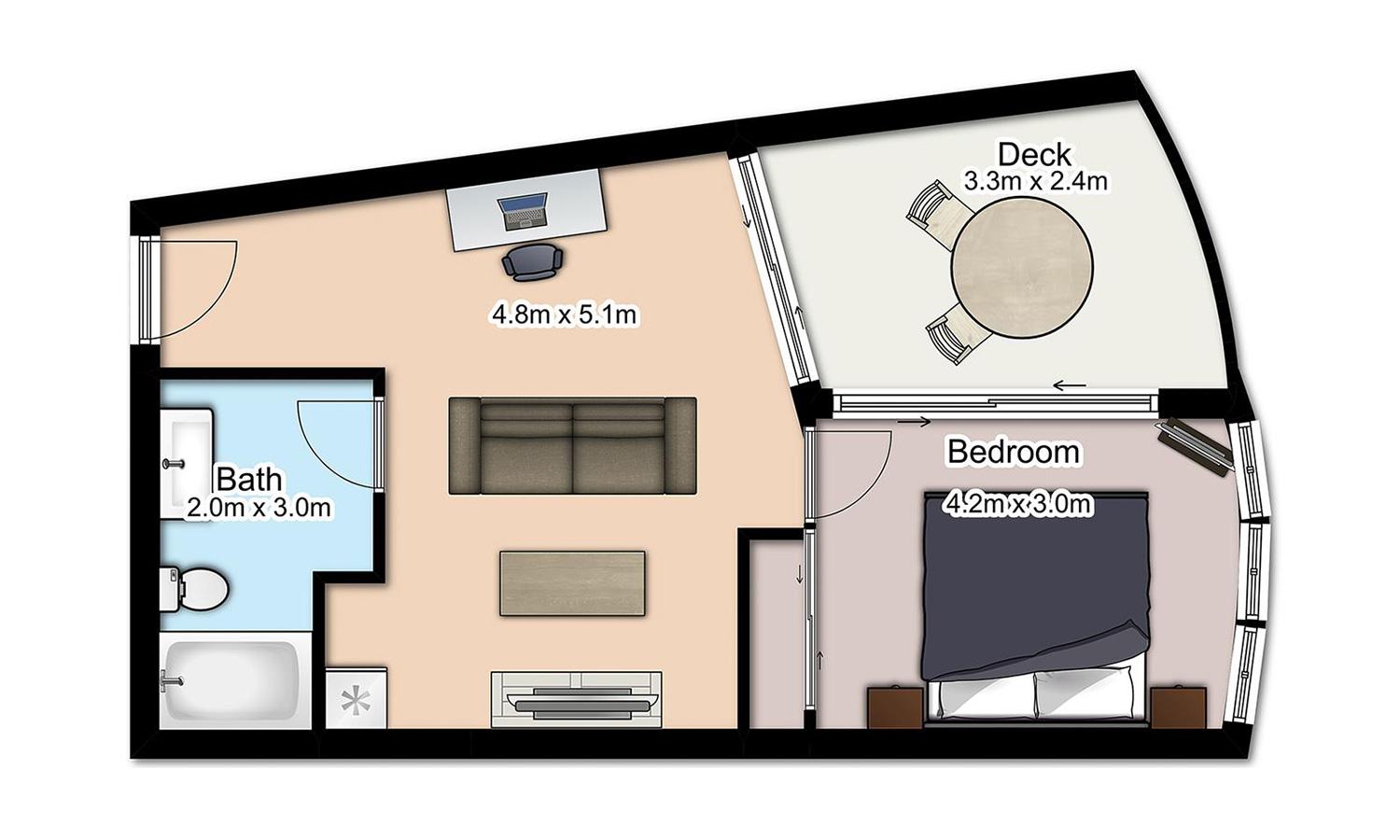 The Point Brisbane Hotel Dış mekan fotoğraf A floorplan of a typical studio apartment